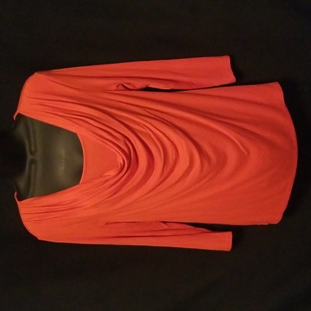 Grace Elements Orange Cowl / Draped-Front 3/4-Sleeved Top Size M